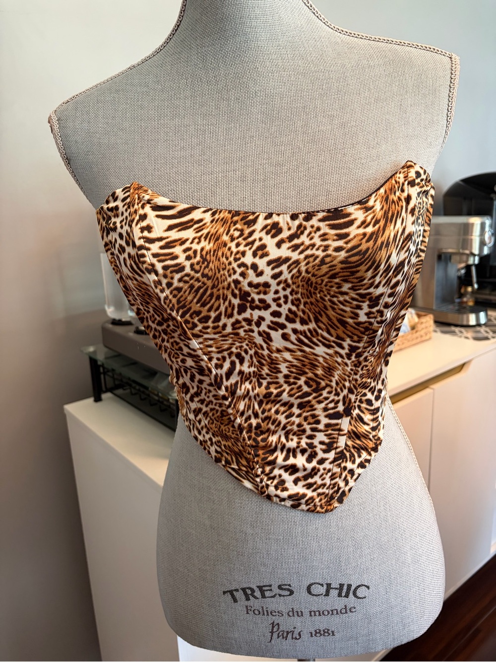 Superdown Leopard-Print Satin Corset Top Size small